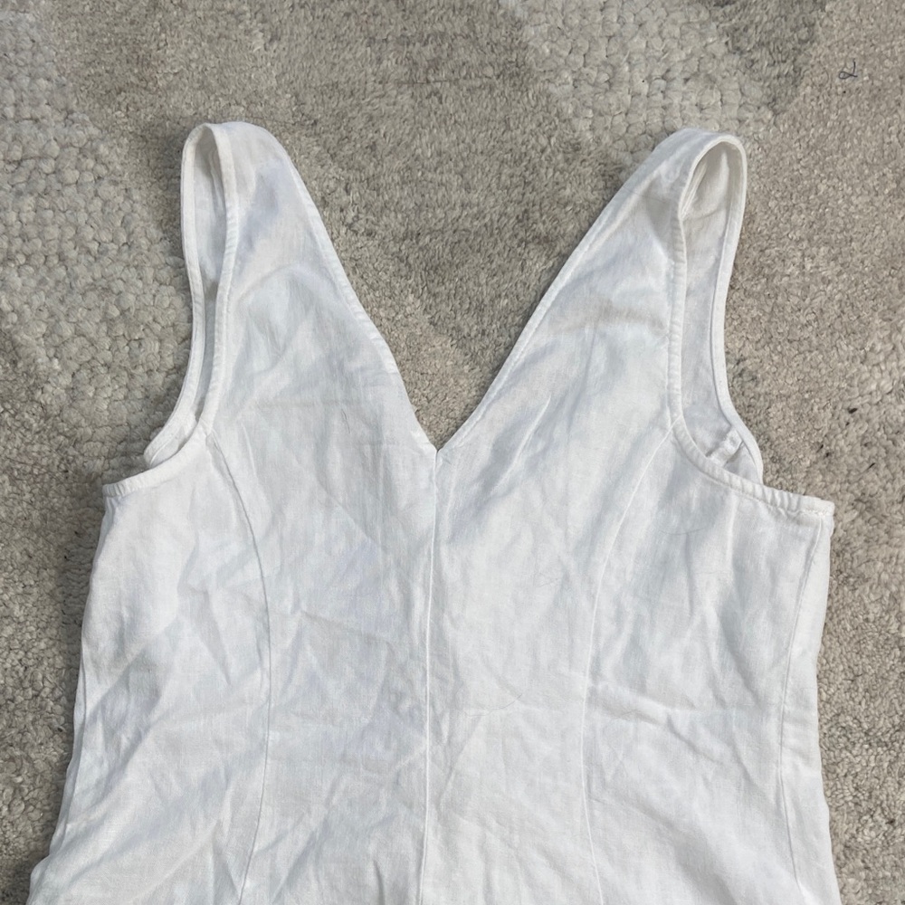 White Tie Front Linen Blend Tank Top - Picture 9 of 10